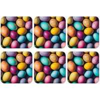 GLASUNTERSETZER 6er-Set Bunt - Ostereier - Spritzer Zubehör für Getränke 10x10 cm - Multicolor, Naturmaterialien (10/0.2cm) - MuchoWow