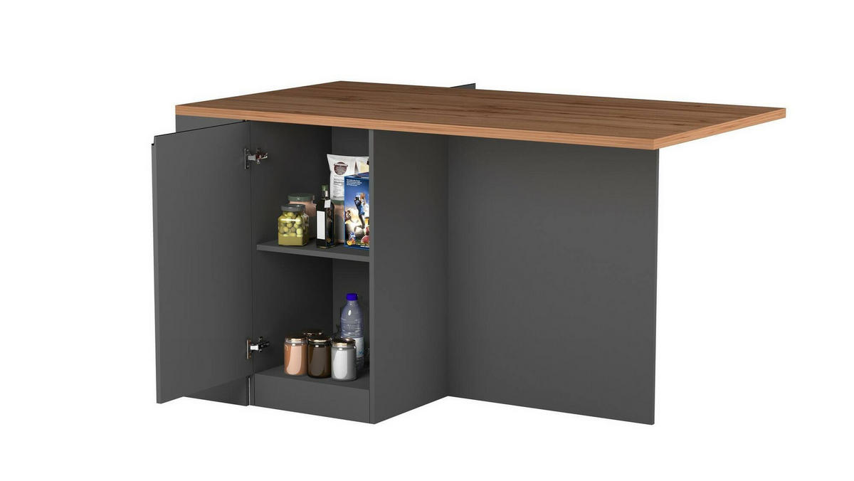 KÜCHENINSEL Anthrazit, Eiche 90/160/90 cm - Eichefarben/Anthrazit, Holzwerkstoff (160/90/90cm) - DMORA