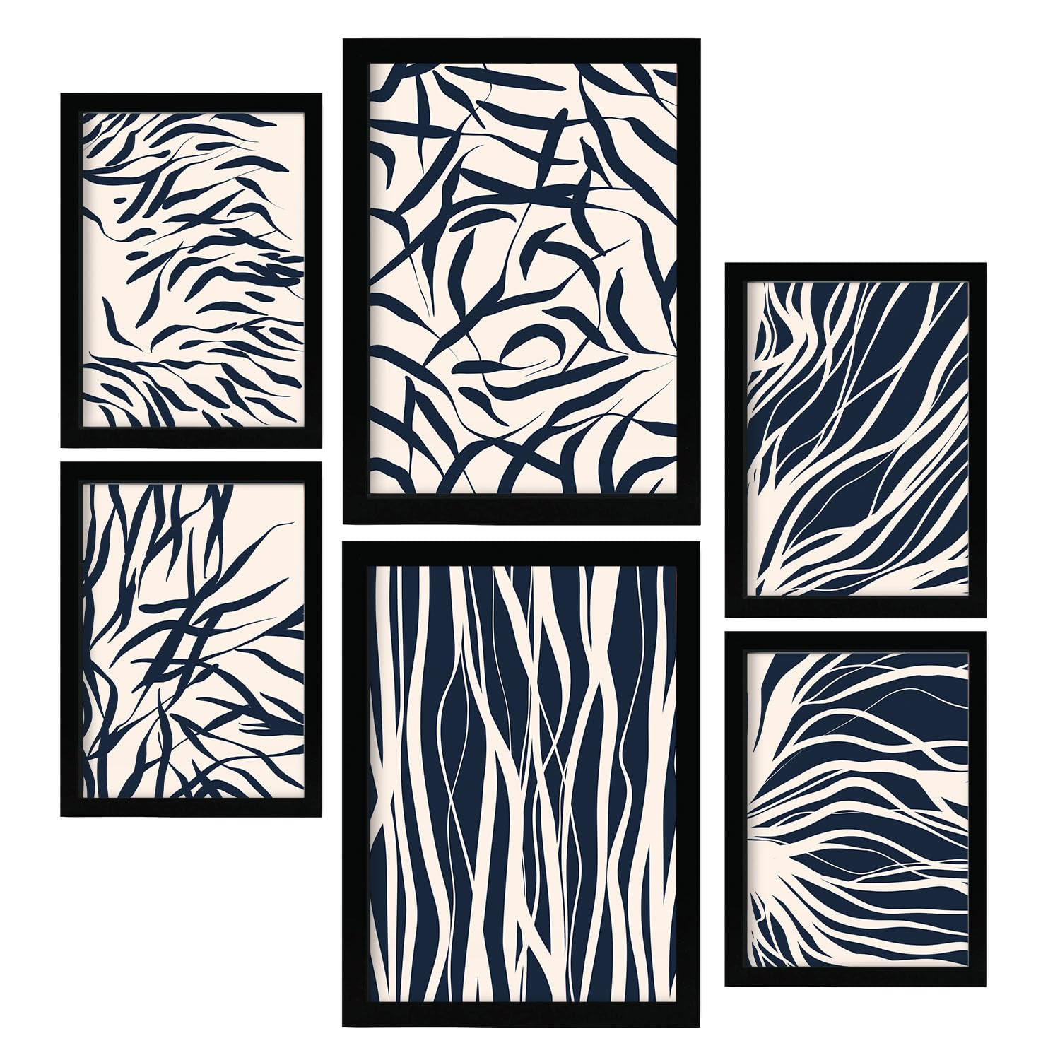 POSTER Set Mit 6 Bland Arts A3 & A4 Schwarzer Rahmen - Schwarz, Papier (29/3cm) - Nacnic