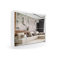 KLEIDERSCHRANK mit Spiegel-Schiebetüren und Aluminium-Leisten - VIVI - 240 cm Weiß - Weiß, Holzwerkstoff (240/216/61cm) - ALTDECOR