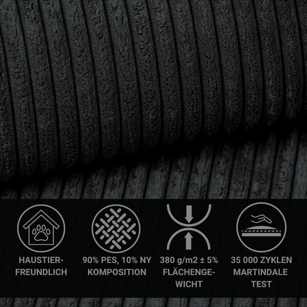 ECKSOFA MIT SCHLAFFUNKTION Tonga Anthrazit Samtstoff - Anthrazit/Schwarz, Holz/Holzwerkstoff (253/105cm) - Maison de Reve