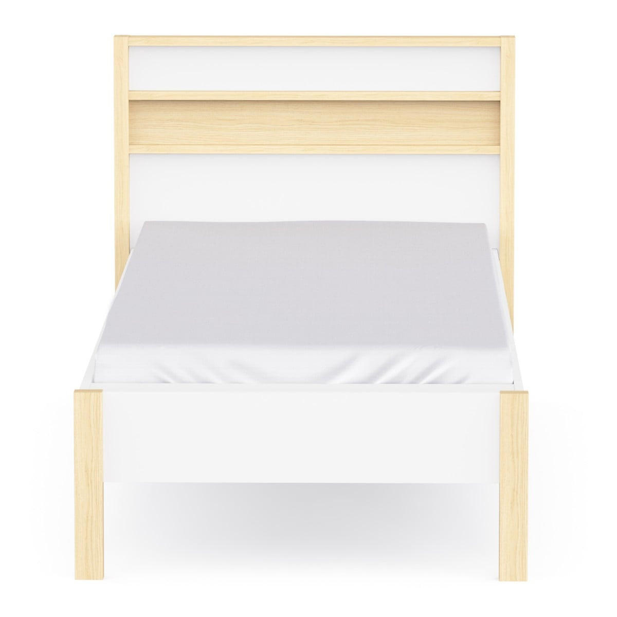 BETT in Weiß und Eiche Dekor 102,9/207,3/95 cm - Weiß, Holzwerkstoff (90/190cm) - Calicosy