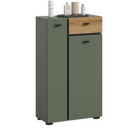 BADKOMMODE grün, Evoke Eiche 51 cm, Midischrank mit 7 Fächern - Eichefarben/Schwarz, Holzwerkstoff/Kunststoff (51/91/30cm) - Inn.Furn