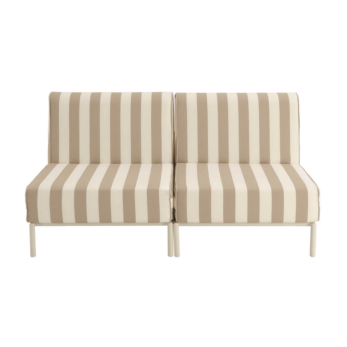 GARTENSOFA mit 2 Sitzplätzen, Beige - Beige, Metall - Oviala