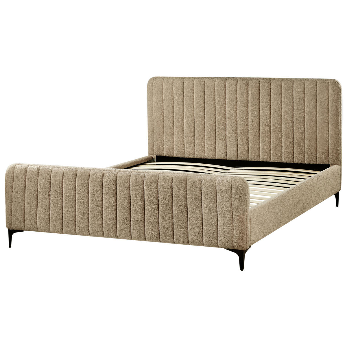 POLSTERBETT mit Lattenrost 160x200 cm Beige Lunan - Taupe, Textil (160/200cm) - Beliani