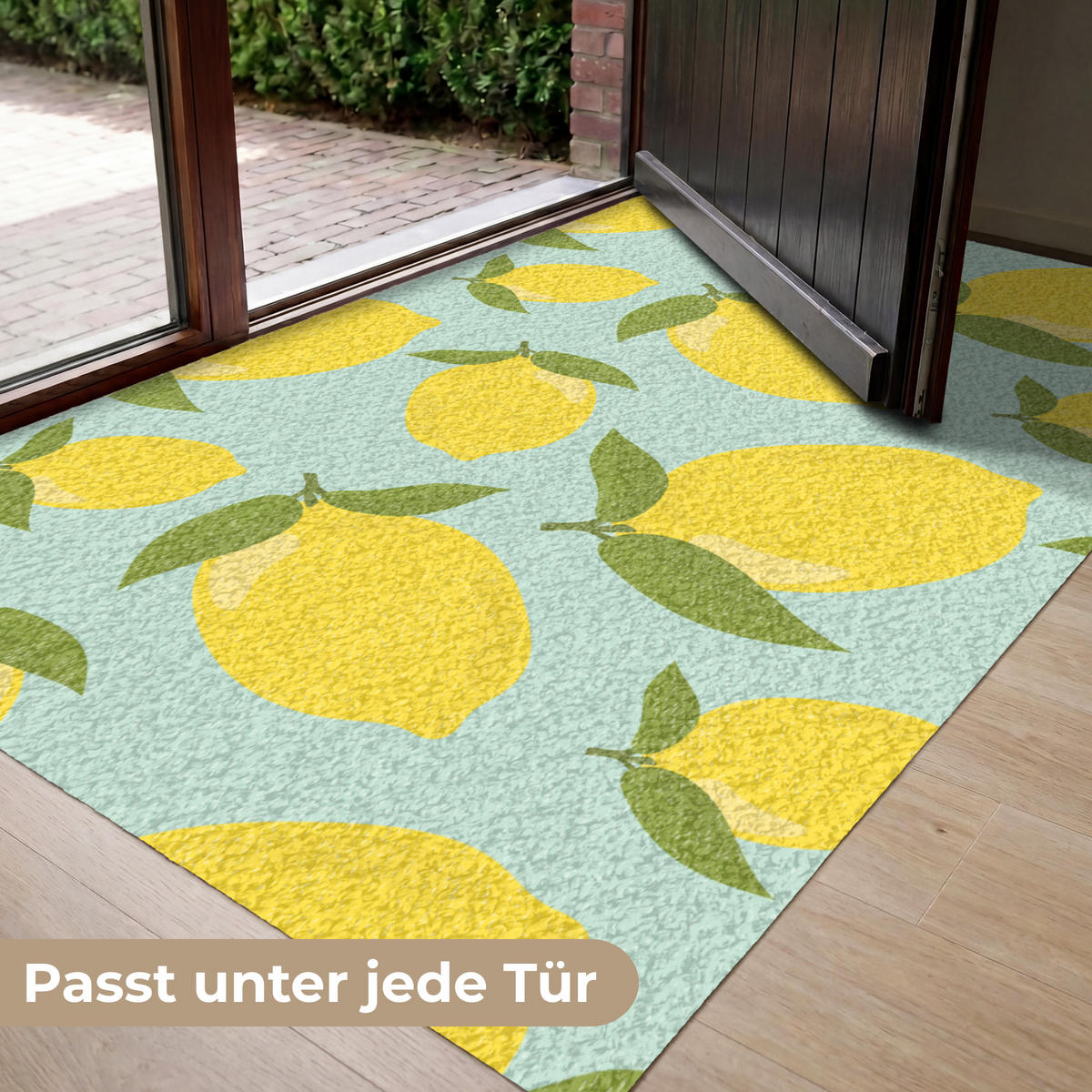 ROHOŽKA Citróny vzor - Žltá - Modrá - Vzor - Ovocie 150x90 cm - žltá, plast (150/90cm) - MuchoWow