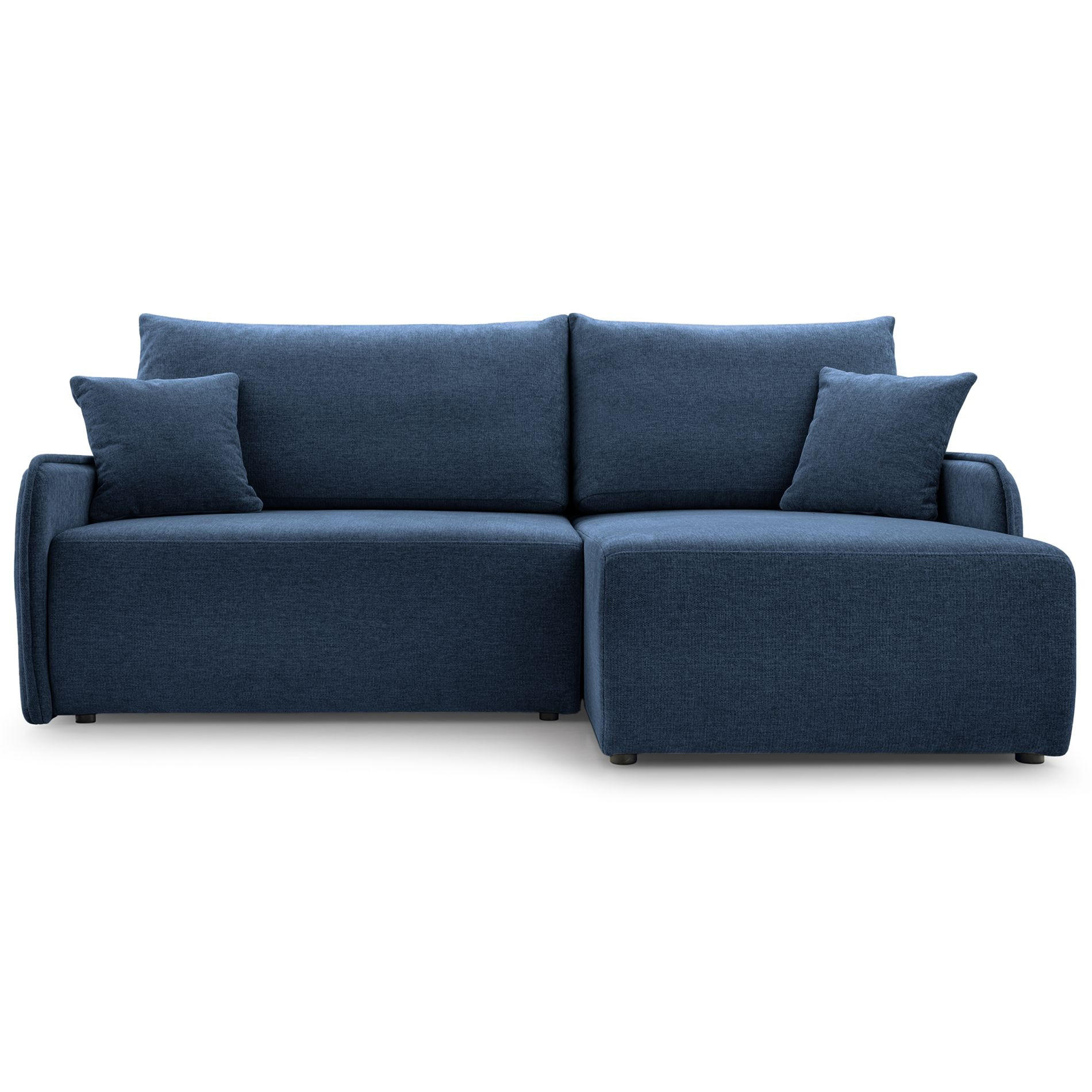 ECKSOFA Netarro, Marineblau Chenille, rechtsseitig - Schwarz/Dunkelblau, Kunststoff/Textil (198/147cm) - Selsey
