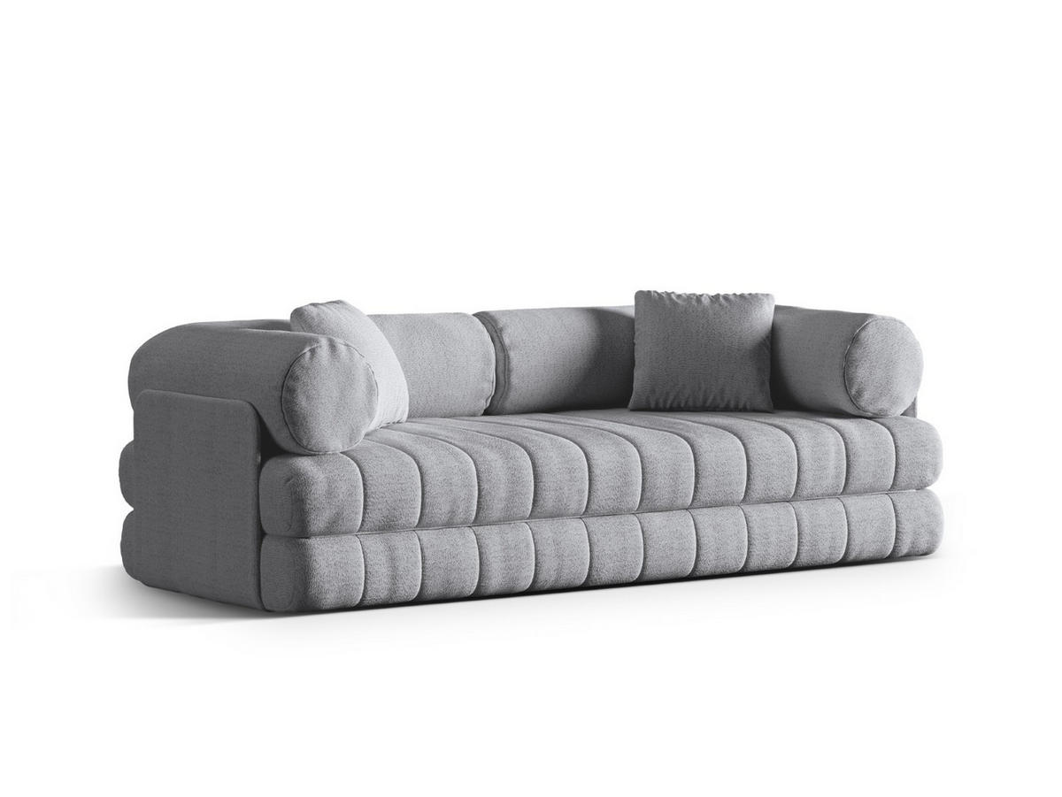AUSKLAPPBARES-SOFA Kemi aus Boucle grau 3 Sitzplätze - Grau, Textil (95/70/206cm) - Cosmopolitan Design