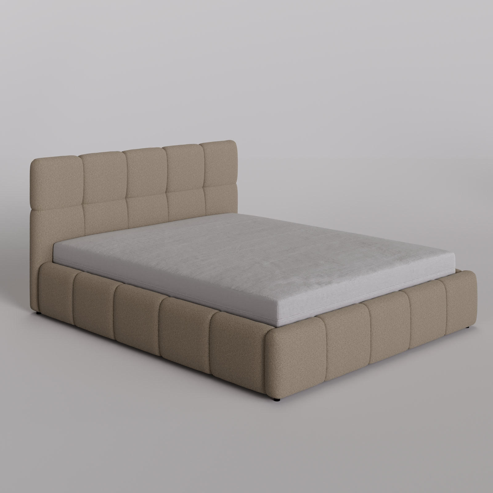 POLSTERBETT 160/200 cm, in Beige, Bouclé-Stoff, gepolstertes Kopfteil, Lattenrost, Bettkasten - Beige, Textil - Barchello