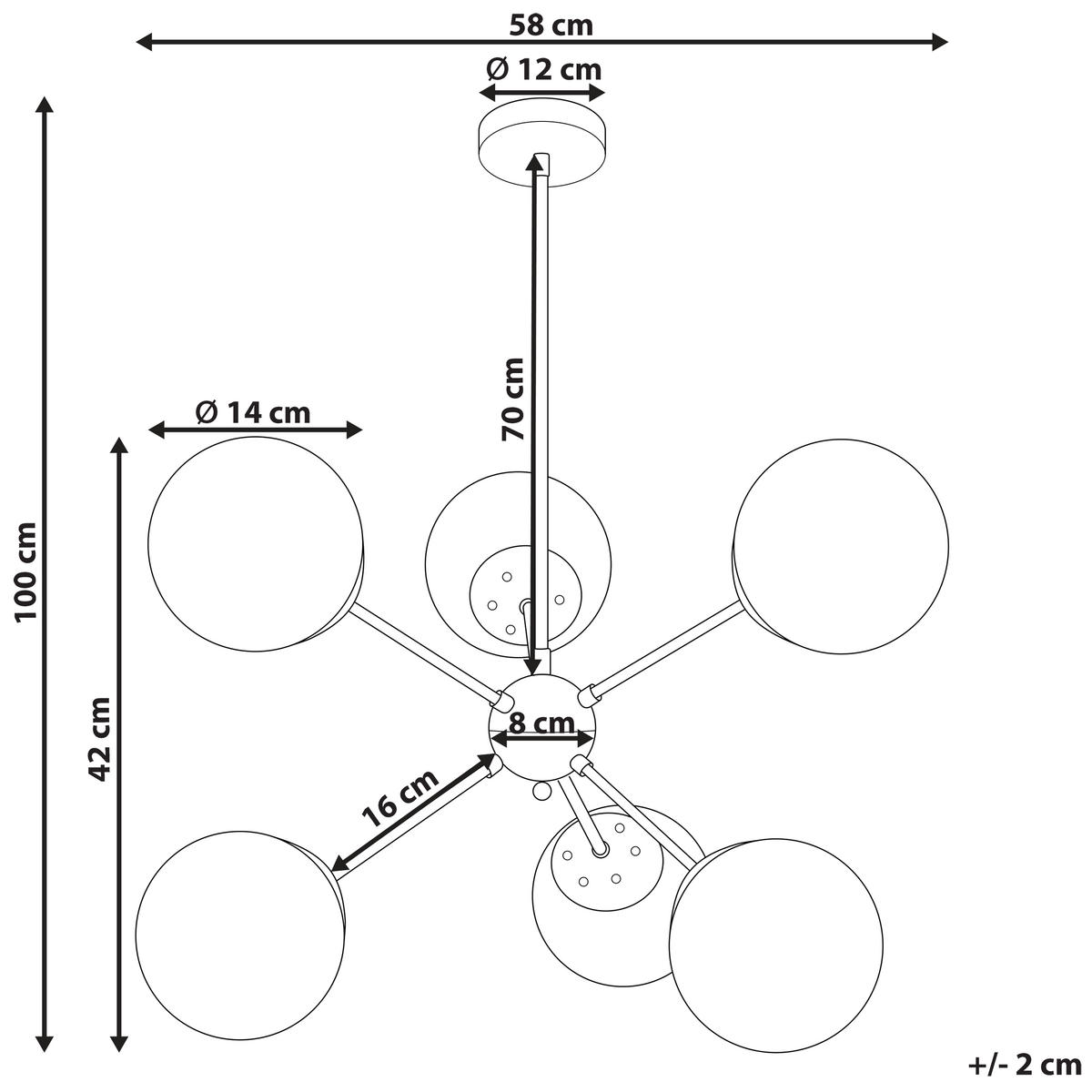 HÄNGELEUCHTE Adawro 58/58/100 cm - Schwarz, Metall (58/58/100cm) - Beliani