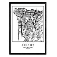 POSTER Beirut Stadtkarte – Nordisch A3 Rahmenlos - Klar, Papier (29.7/5/42cm) - Nacnic