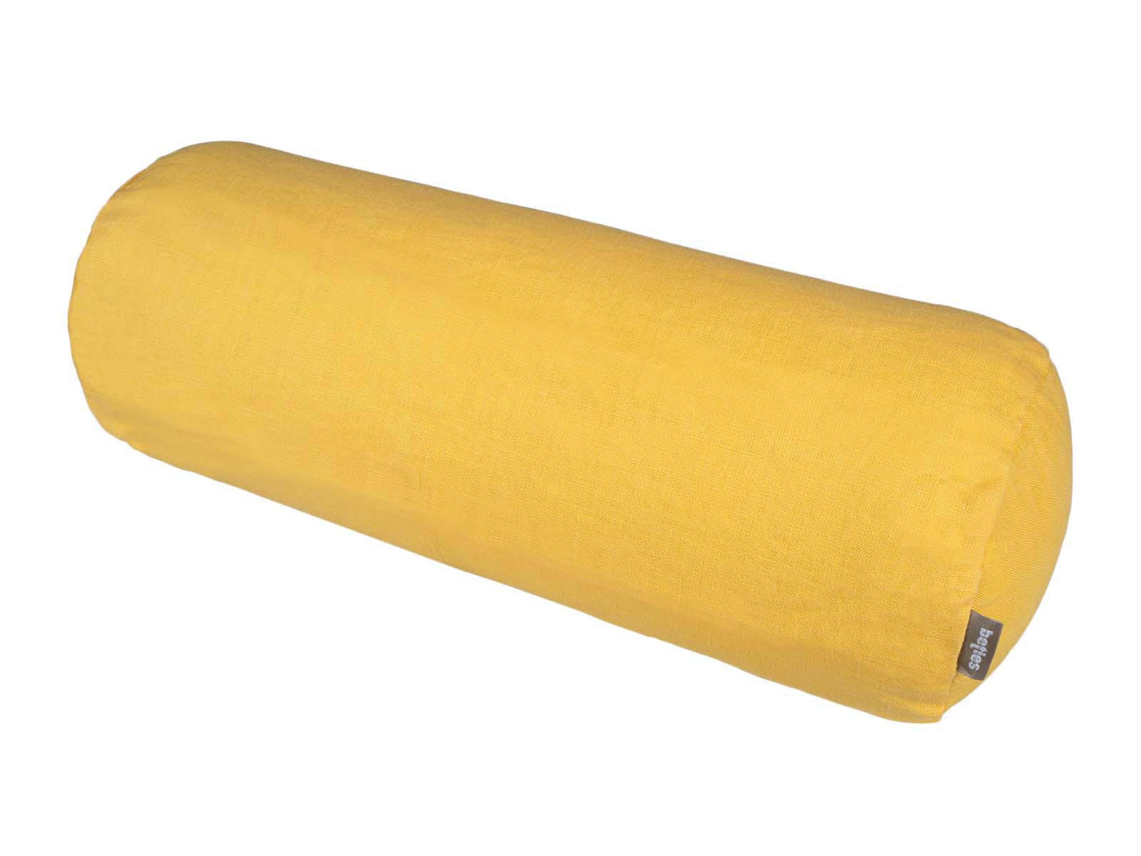NACKENROLLENBEZUG reines Leinen zitronen-gelb 40/15 cm - Gelb, Naturmaterialien (15/40cm) - beties Heimtextil