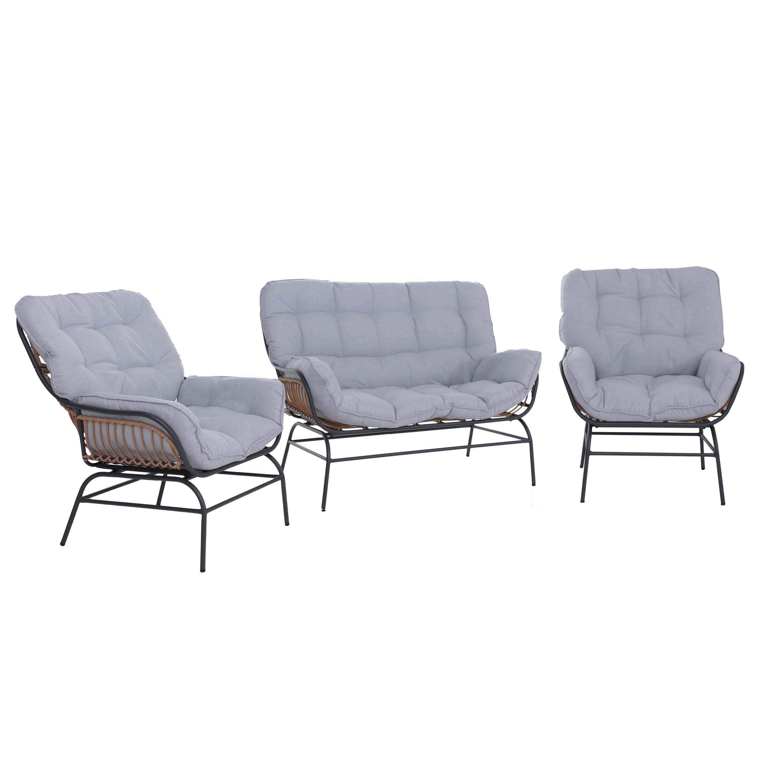 LOUNGE SET tmavě šedá, světle šedá - tmavě šedá/světle šedá, kov - MCW