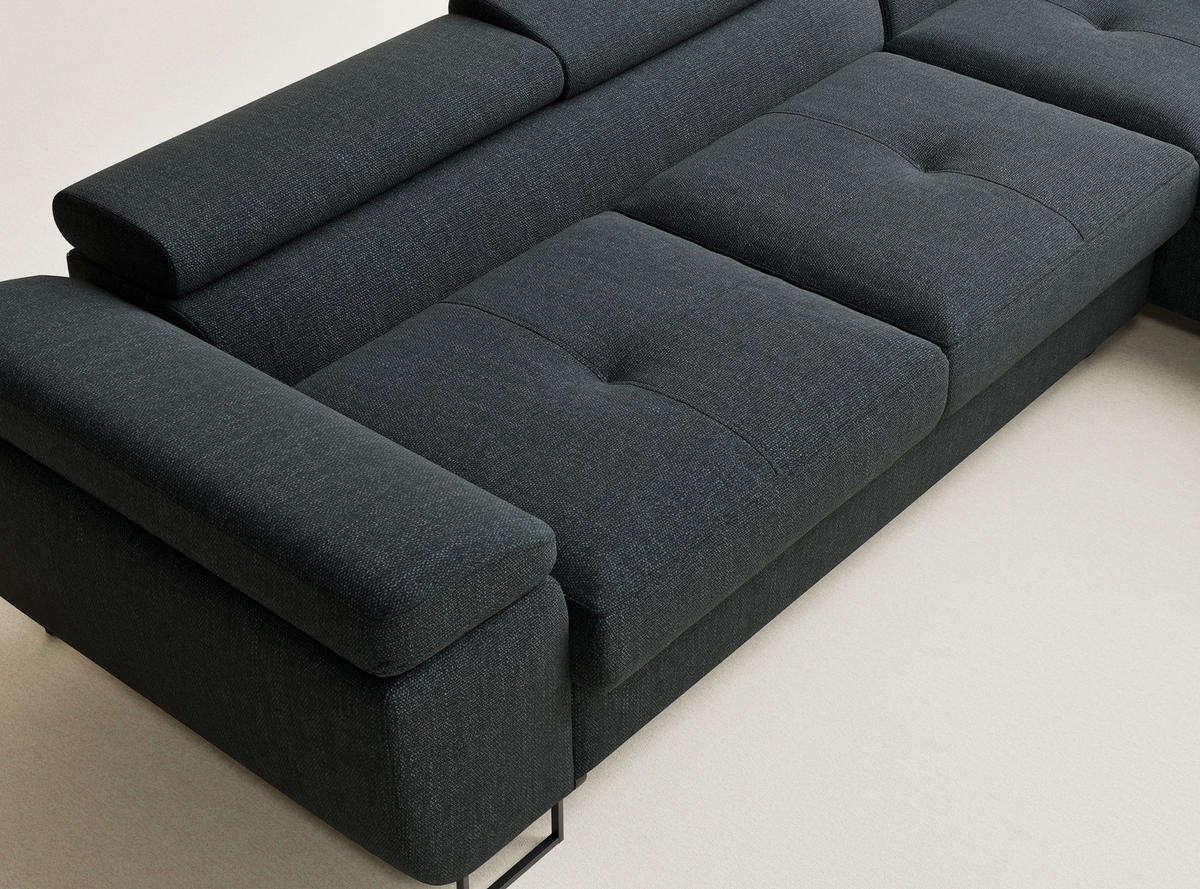 ECKSOFA Concord Türkis Webstoff - Rechts Seite - Türkis/Schwarz, Holz/Holzwerkstoff (277/203cm) - Maison de Reve