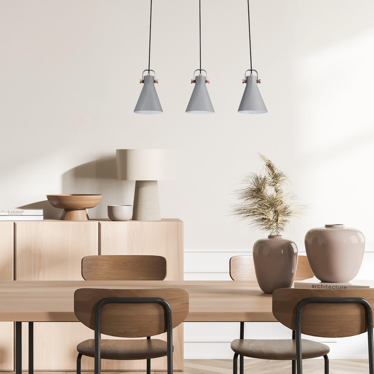 PENDELLEUCHTE Otto - Grau, Metall (16/16/25cm) - Paco Home