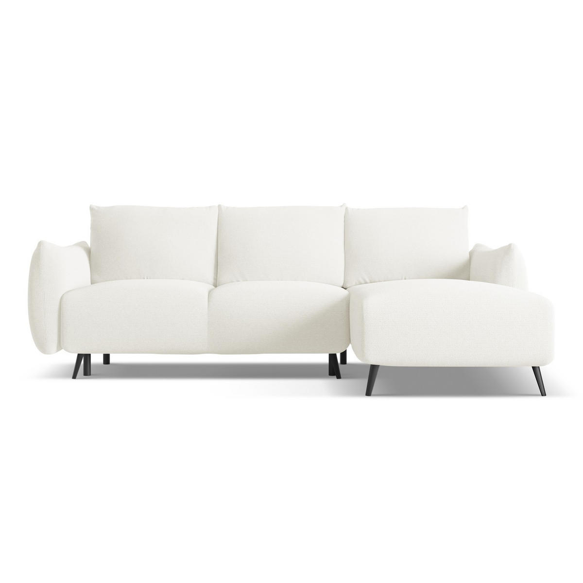 ECKSOFA mit Schlaffunktion Chenille Stoff Weiß - Schwarz/Weiß, Textil/Metall (242/162cm) - LaMiaSofa