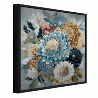 BILDER mit Rahmen Blumen Pfingstrosen Blau 80x80 cm - Multicolor, Metall (80/80cm) - Wallarena