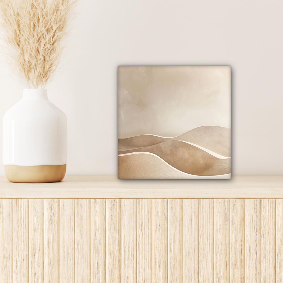 LEINWANDBILD Beige - Natur - Abstrakt - Modern 20x20 cm - Beige, Textil (20/20cm) - MuchoWow