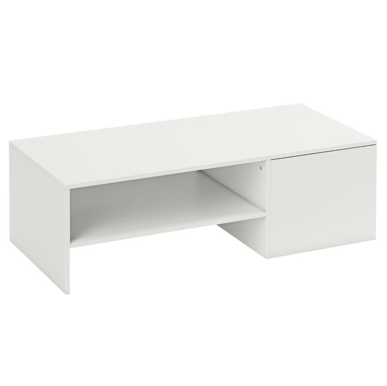 Redom KONFERENČNÍ stolek 110/52/36 cm s výsuvnou deskou, úložným prostorem a policí, dřevotříska, Bílá