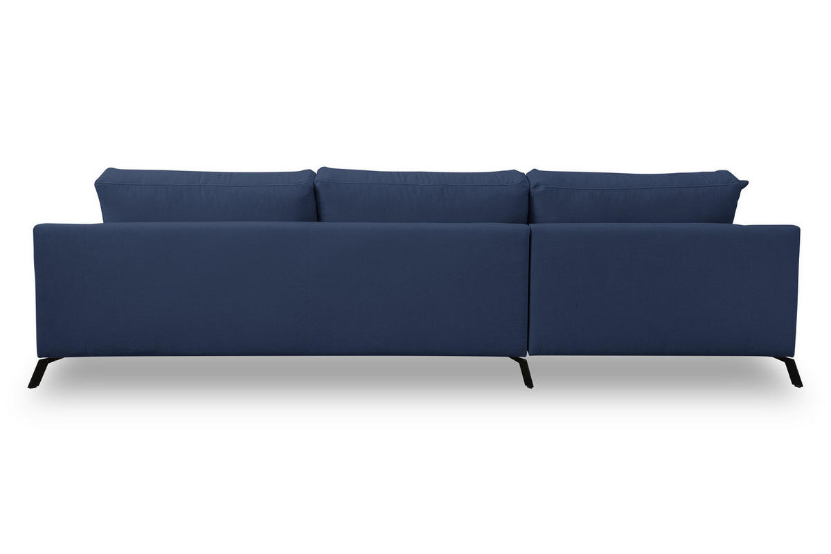 ECKSOFA Aspen in L-Form, Coach Farbe: Blau, Velourstoff, Ottomane Links - Blau, Textil (187/312cm) - VENASI MÖBEL