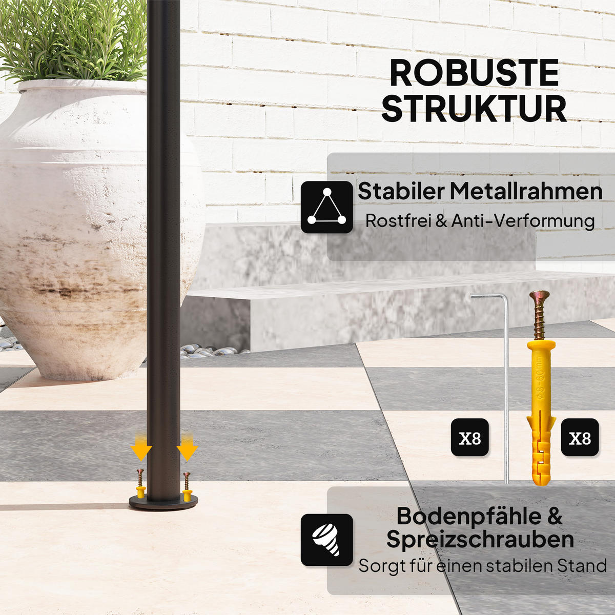 GRILLPAVILLON aus Metall und Polyester, Beige - Beige, Metall (150/258/240cm) - Outsunny