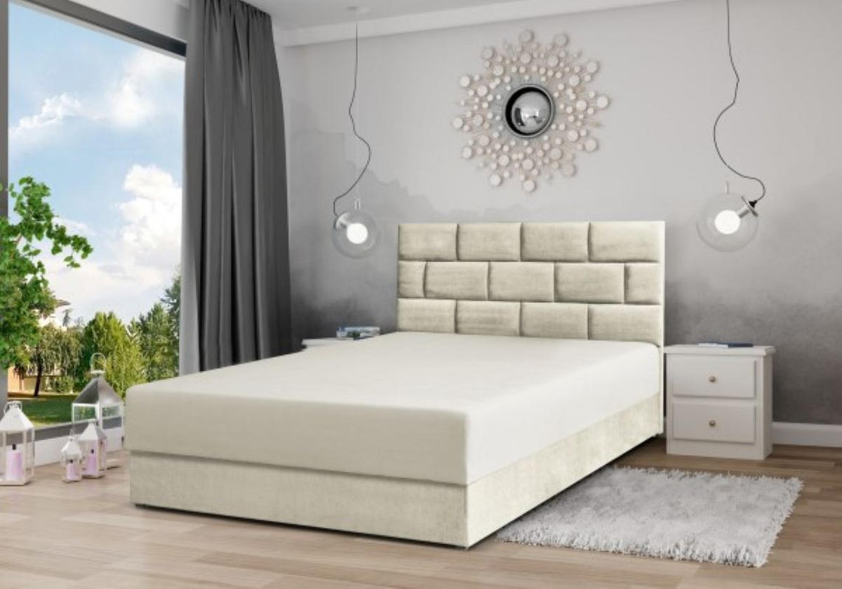 BOXBETT Majorka 160x200 cm mit Bettkasten und Matratze, beige - Beige, Holz (160/200cm) - Margaret Hadas24