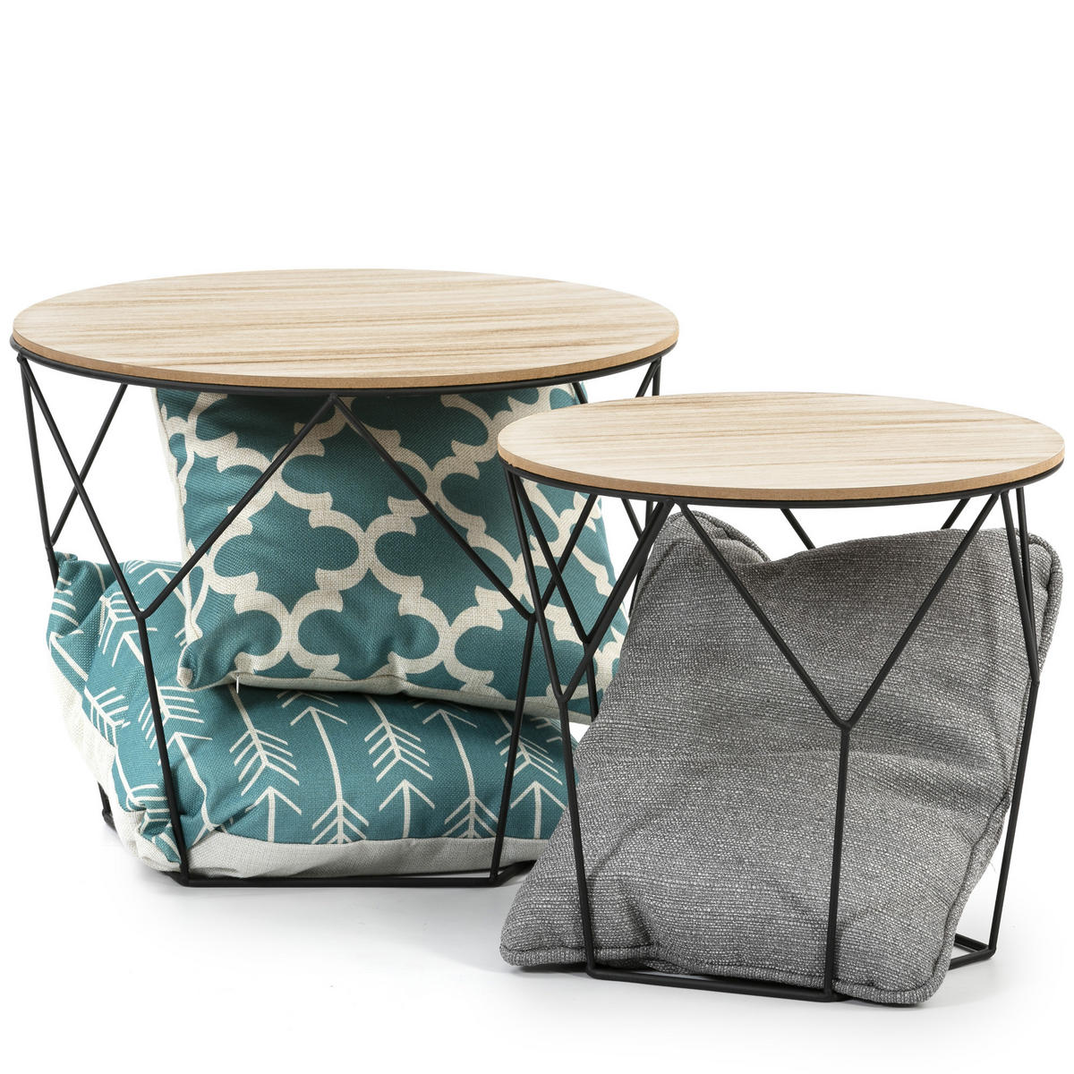 COUCH-/BEISTELLTISCH-SET Tokio schwarzes Metall - Schwarz, Holzwerkstoff (40/50/50cm) - VS Venta-stock