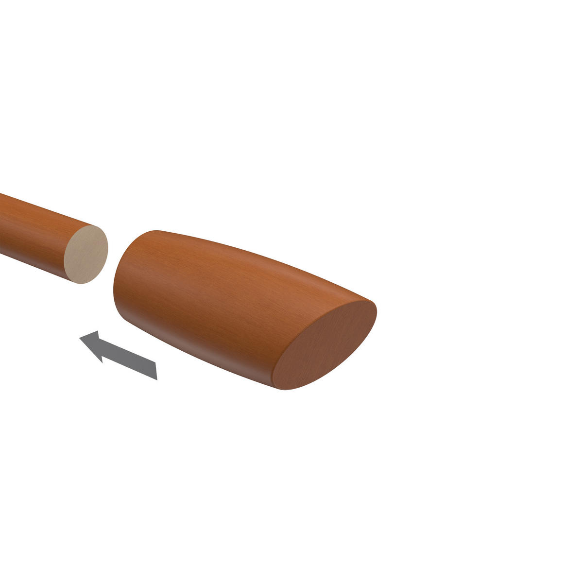 ENDSTÜCKE FÜR GARDINENSTANGEN 20 mm Ø, Etta Kirschbaum, Packung 2 Stück - Kirschbaumfarben, Holz (7/3/3cm) - INTERDECO