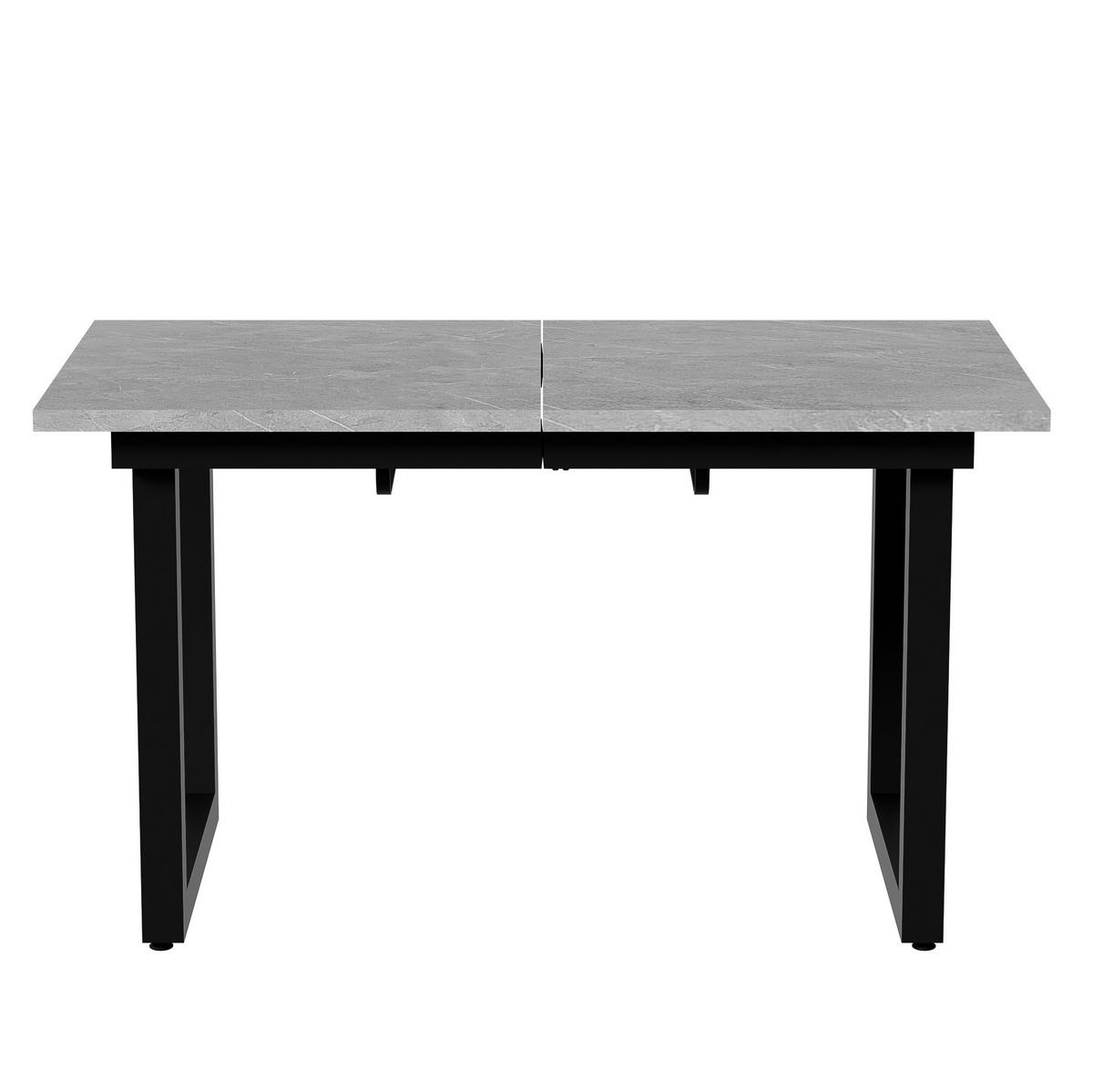 JEDÁLENSKÝ stôl, 140/180/80/75 cm sivá/čierna, rozkladací, MDF - čierna, kompozitné drevo (140/80/75cm) - BEAOK