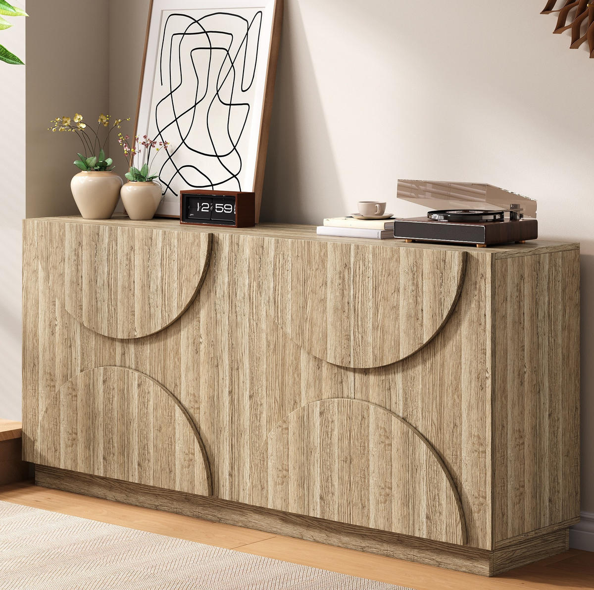 SIDEBOARD aus Spanplatte 160x40x80 cm Natur mit flexiblen Einlegeböden - Naturfarben, Holzwerkstoff (160/80/40cm) - IVMEU