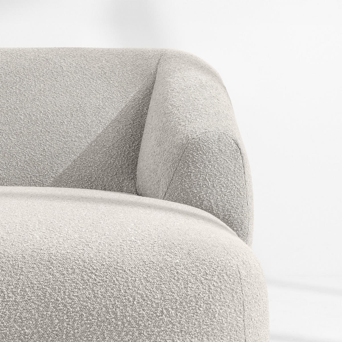 ECKSOFA RECHTS VIRA, Weiß, Bouclé - Schwarz/Weiß, Holz/Holzwerkstoff (300/160cm) - KONSIMO®
