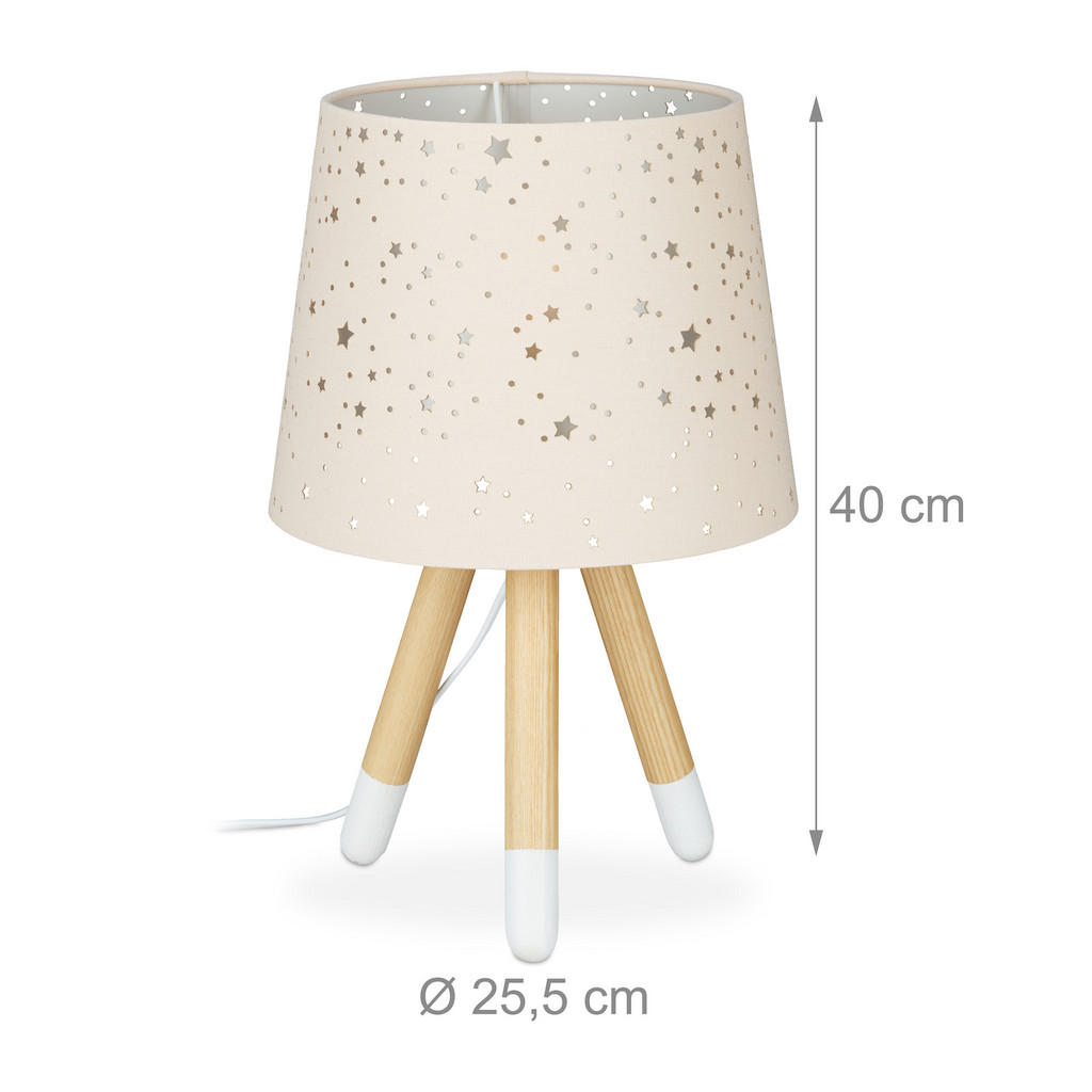 Thumbnail - Relaxdays Tischlampe, Rosa, Metall, Holz, Textil, 25.5x40x25.5 cm, Lampen & Leuchten, Innenbeleuchtung, Kinderzimmerlamp...