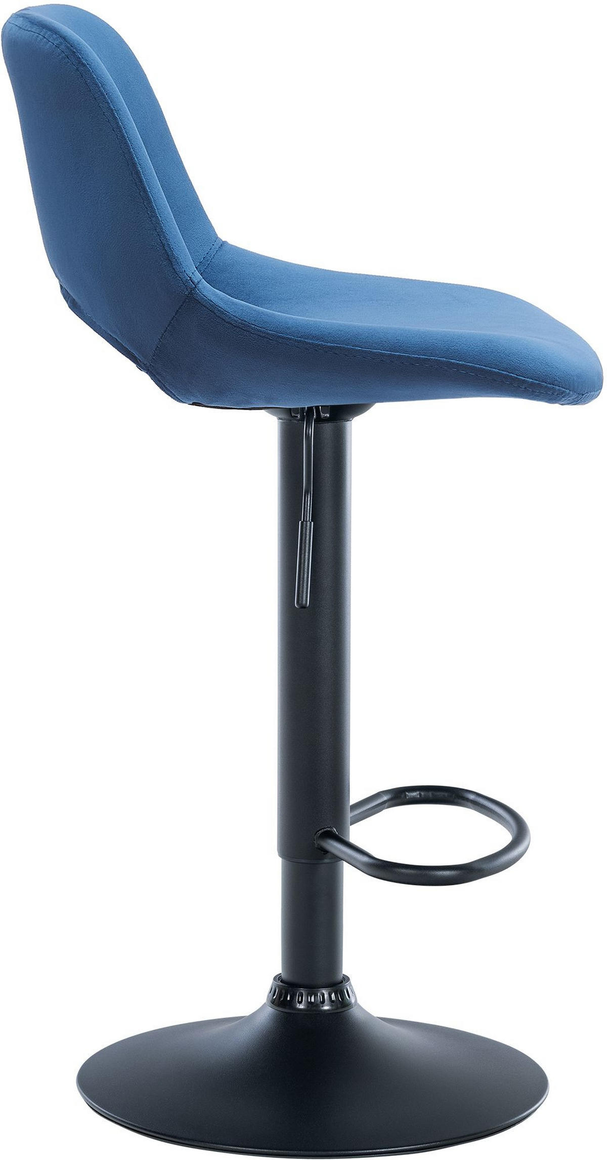 BARHOCKER 2er Set Samt blau - Blau/Schwarz, Textil/Metall (42/86/46cm) - CLP