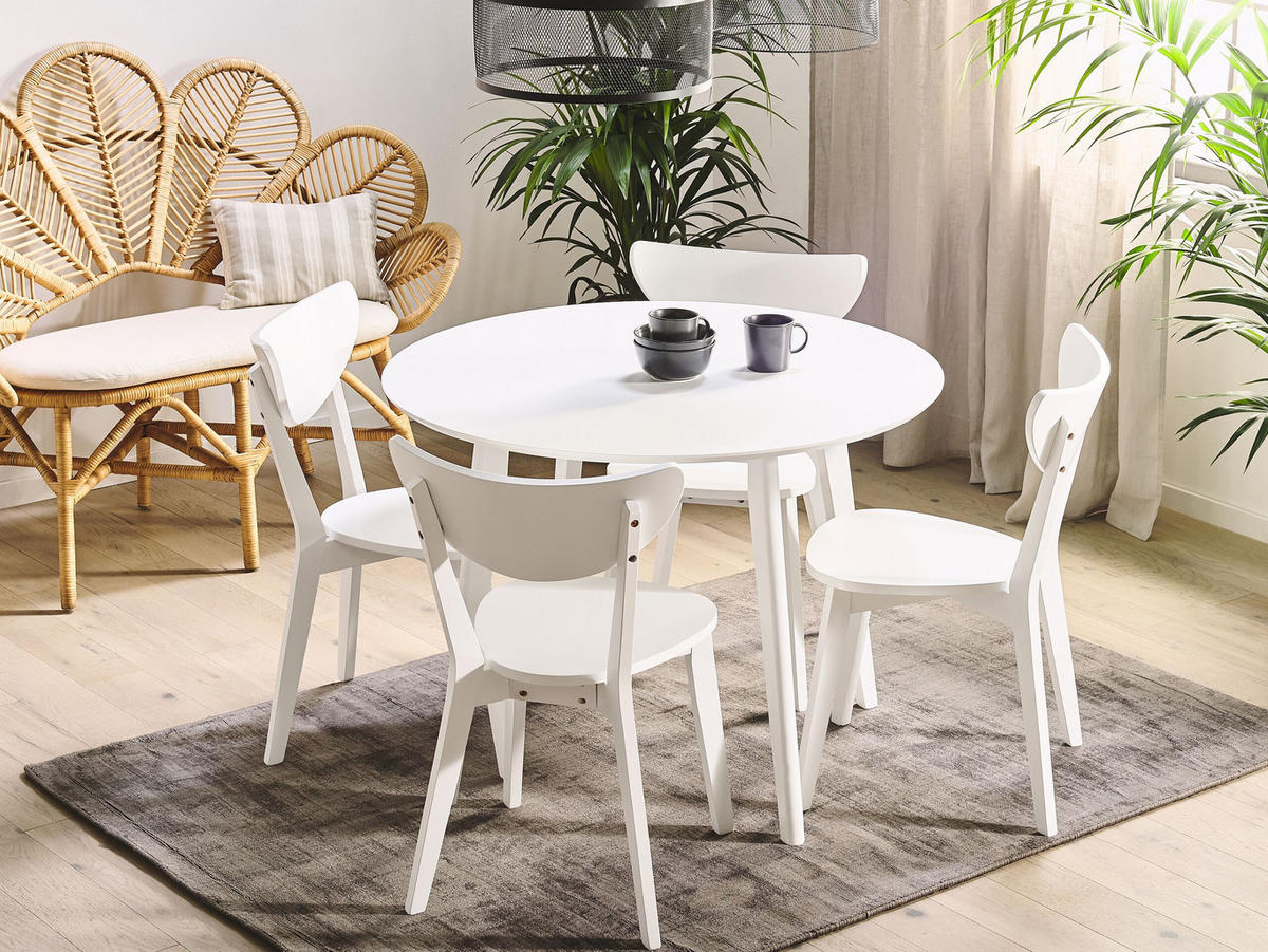 ESSTISCH 100/100/75 cm Weiß Rund Roxby - Weiß, Holzwerkstoff (100/100/75cm) - Beliani