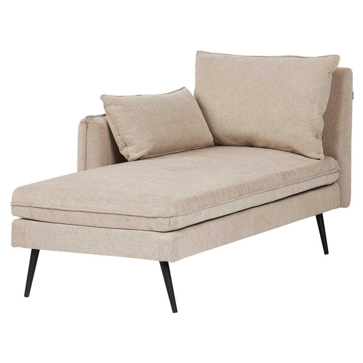 CHAISELONGUE-RECHTSSEITIGE Beige Yerres - Beige/Schwarz, Textil (168/79/87cm) - Beliani