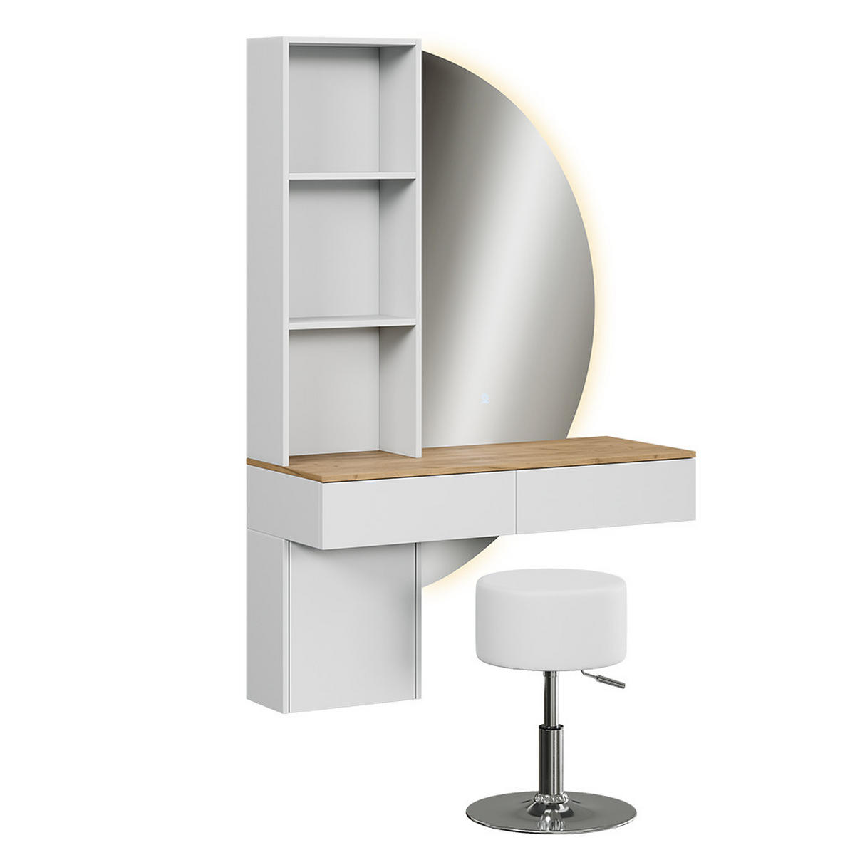 TOALETNÍ STOLEK Melora Bílá/dub - bílá, kompozitní dřevo (100/155/40cm) - Vicco