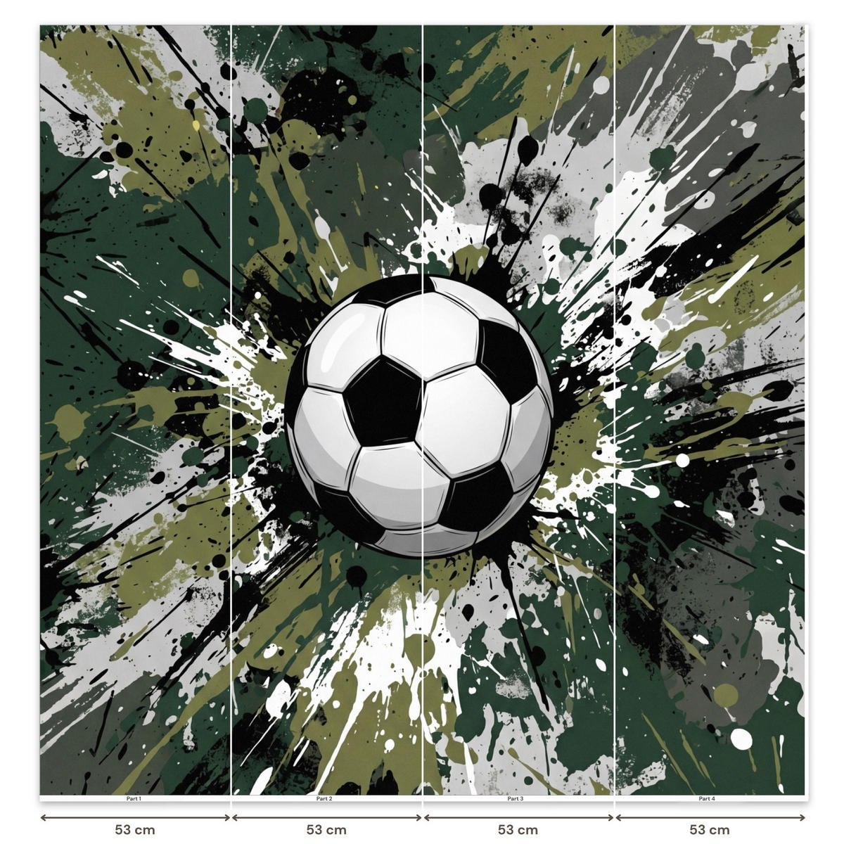 KINDERTAPETE - Fußball - Farbe - Spritzer - Grün - 200x200 cm - Dunkelgrün, Papier (200/200cm) - OnlyWow