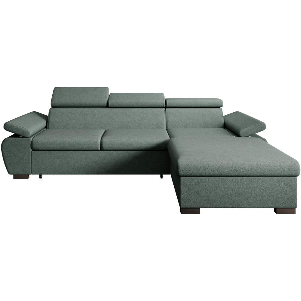 ECKSCHLAFSOFA Coco mit verstellbare Kopfstützen, dunkelgrün, rechts - Dunkelgrün, Textil (273/191cm) - Beautysofa