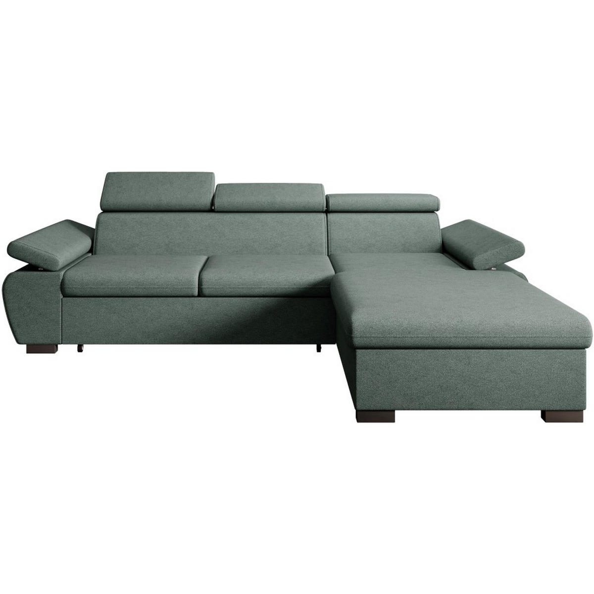 ECKSCHLAFSOFA Coco mit verstellbare Kopfstützen, dunkelgrün, rechts - Dunkelgrün, Textil (273/191cm) - Beautysofa