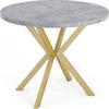 ESSTISCH Flora runder ausziehbarer, Grauer Beton 100-180/100/76 cm - Goldfarben/Hellgrau, Holzwerkstoff/Metall (100/100/76cm) - WFL GROUP