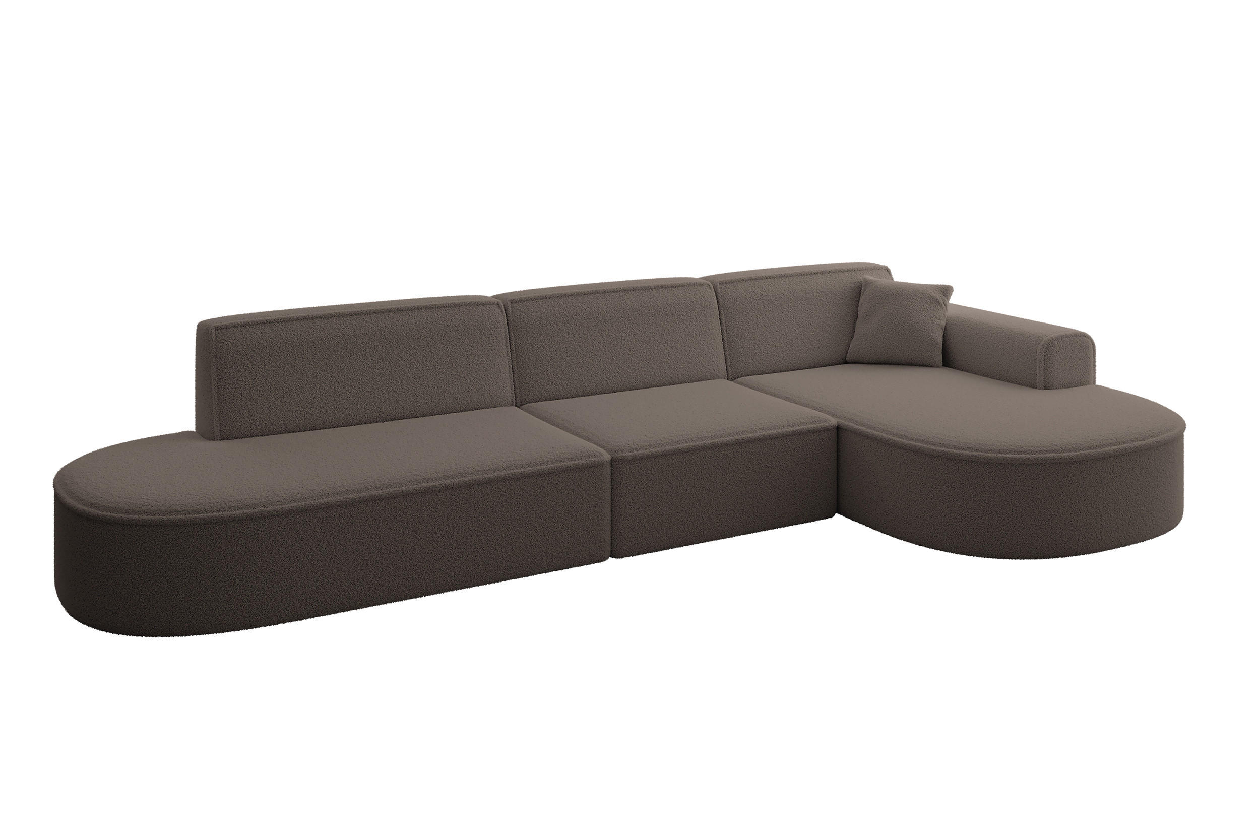 ECKSOFA Ottomane Rechts MARI-L2 - 328x171x79 cm Braun Bouclé - Schwarz/Braun, Holzwerkstoff/Kunststoff (171/328cm) - ALTDECOR