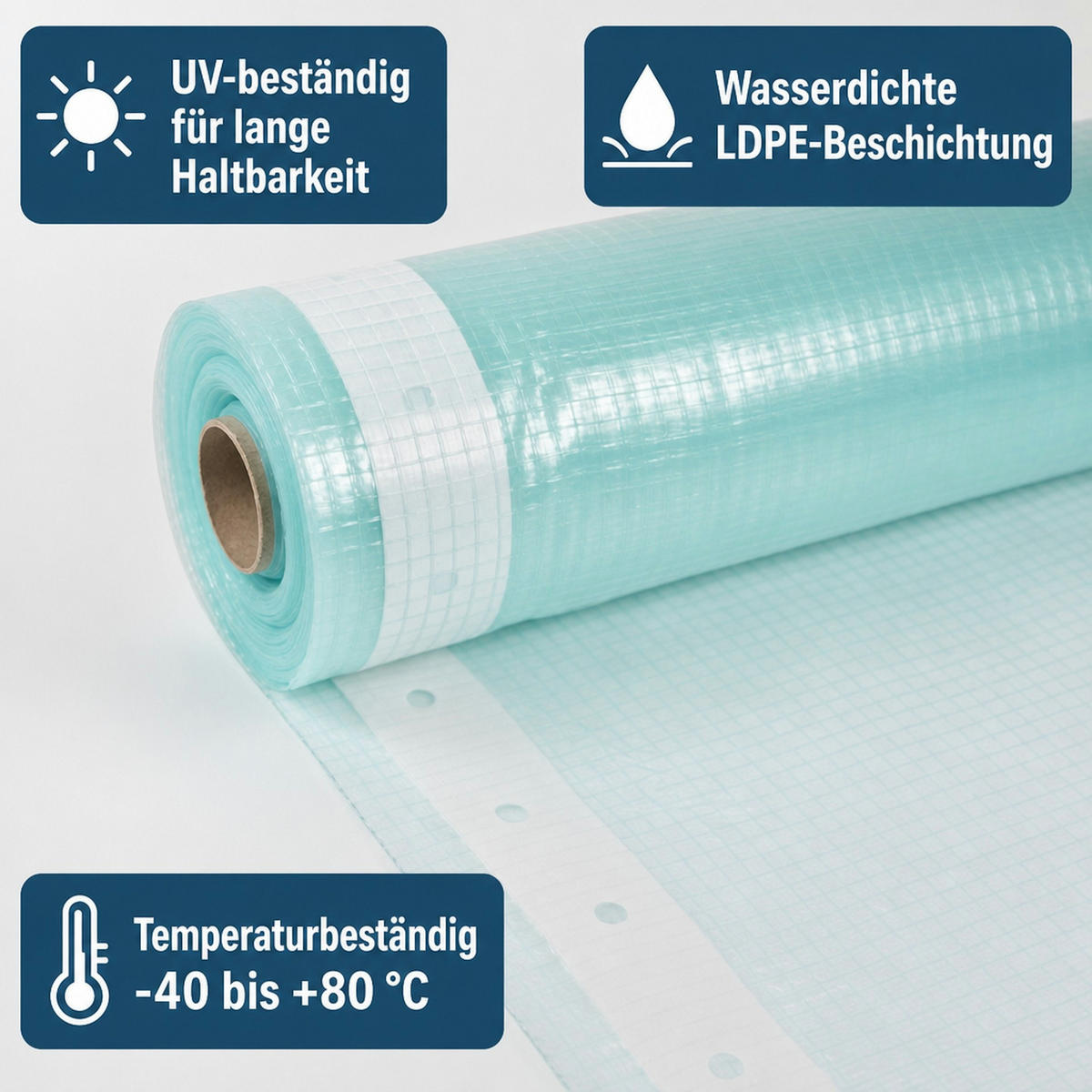 GITTERFOLIE mit Nagelrand 2 Breite x 50 Meter - Türkis, Kunststoff (200/1cm) - BONI-SHOP