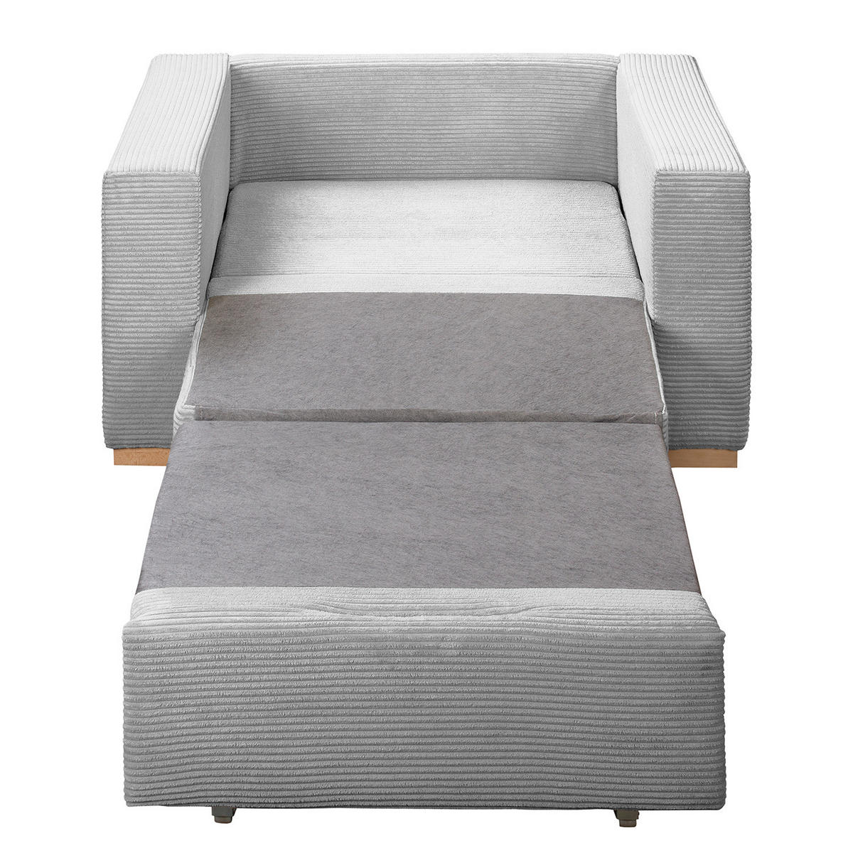 SCHLAFSESSEL - Buchefarben/Hellgrau, Buchenholz/Textil (110/90/90cm) - home24