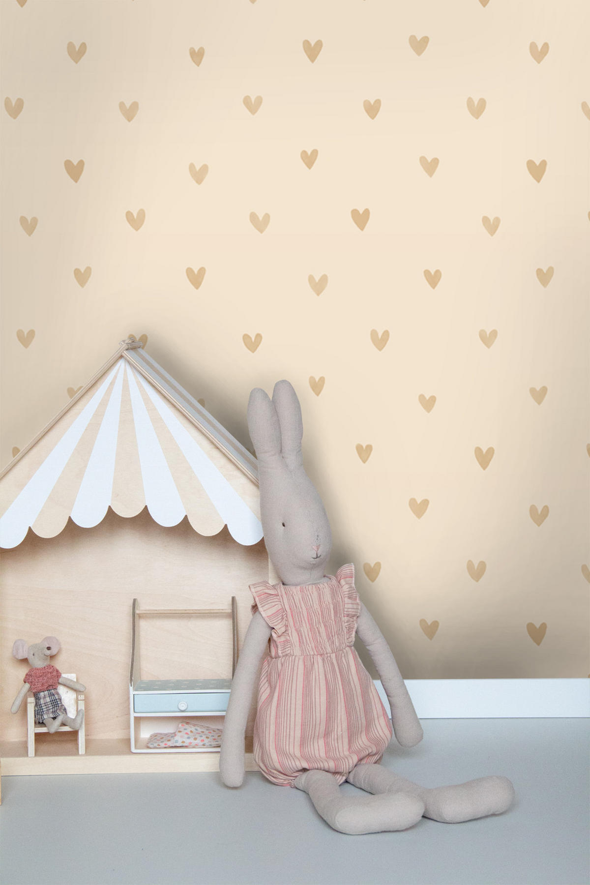 TAPETE Herzchen 53 cm x 10.05 m - Beige, Papier (53/0.1cm) - ESTAhome