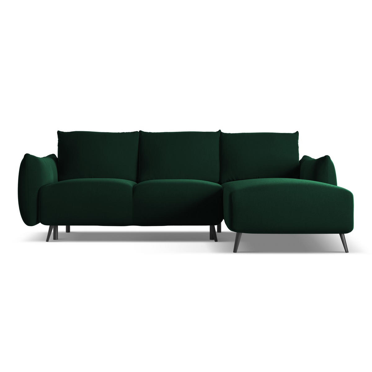 ECKSOFA mit Schlaffunktion Samt Stoff Grün - Dunkelgrün/Schwarz, Textil/Metall (242/162cm) - LaMiaSofa