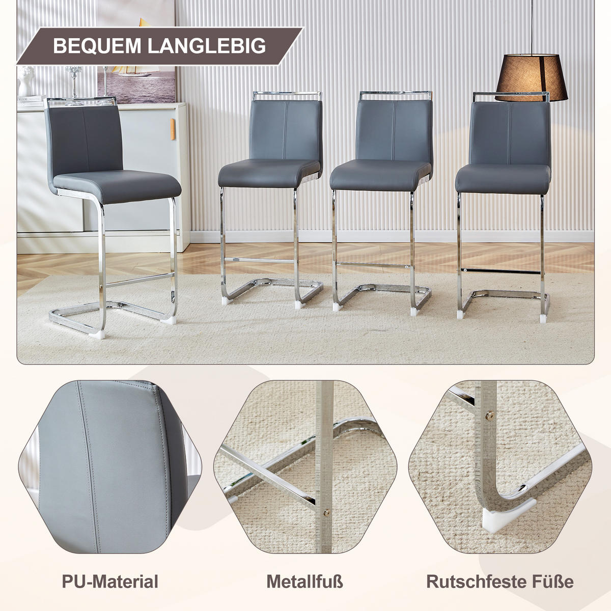 SCHWINGSTUHL DE-36484 2er Set mit PU-Bezug Grau - Grau, Metall (46.5/96.5/38.9cm) - ComfortXL