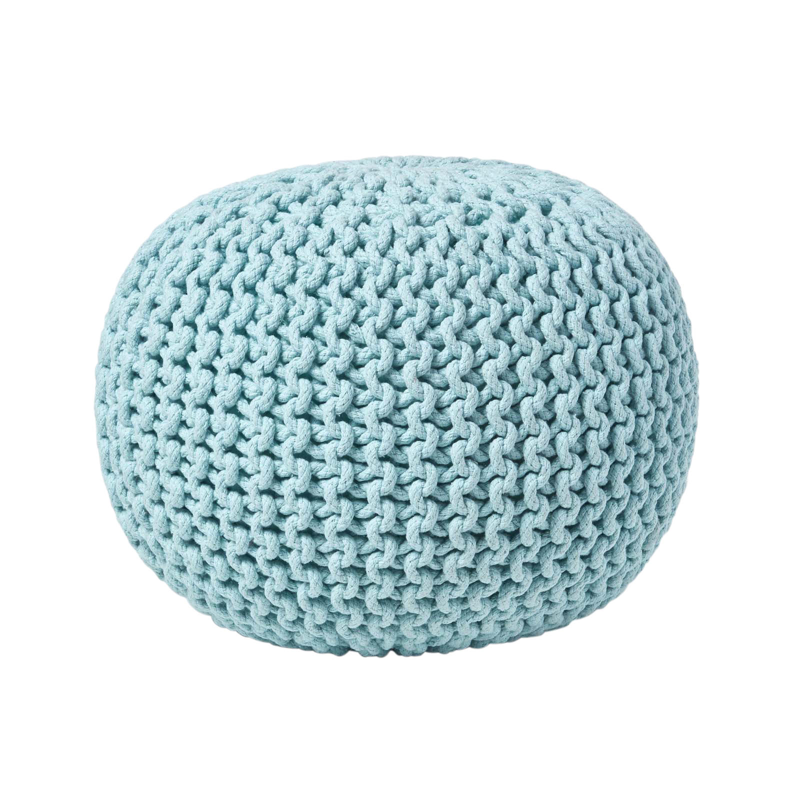 Homescapes Strick-Pouf Hellblau 40x35x40 cm