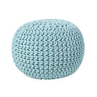 STRICK-POUF pastellblau, 40/40/35 cm - Hellblau, Textil (40/35/40cm) - Homescapes