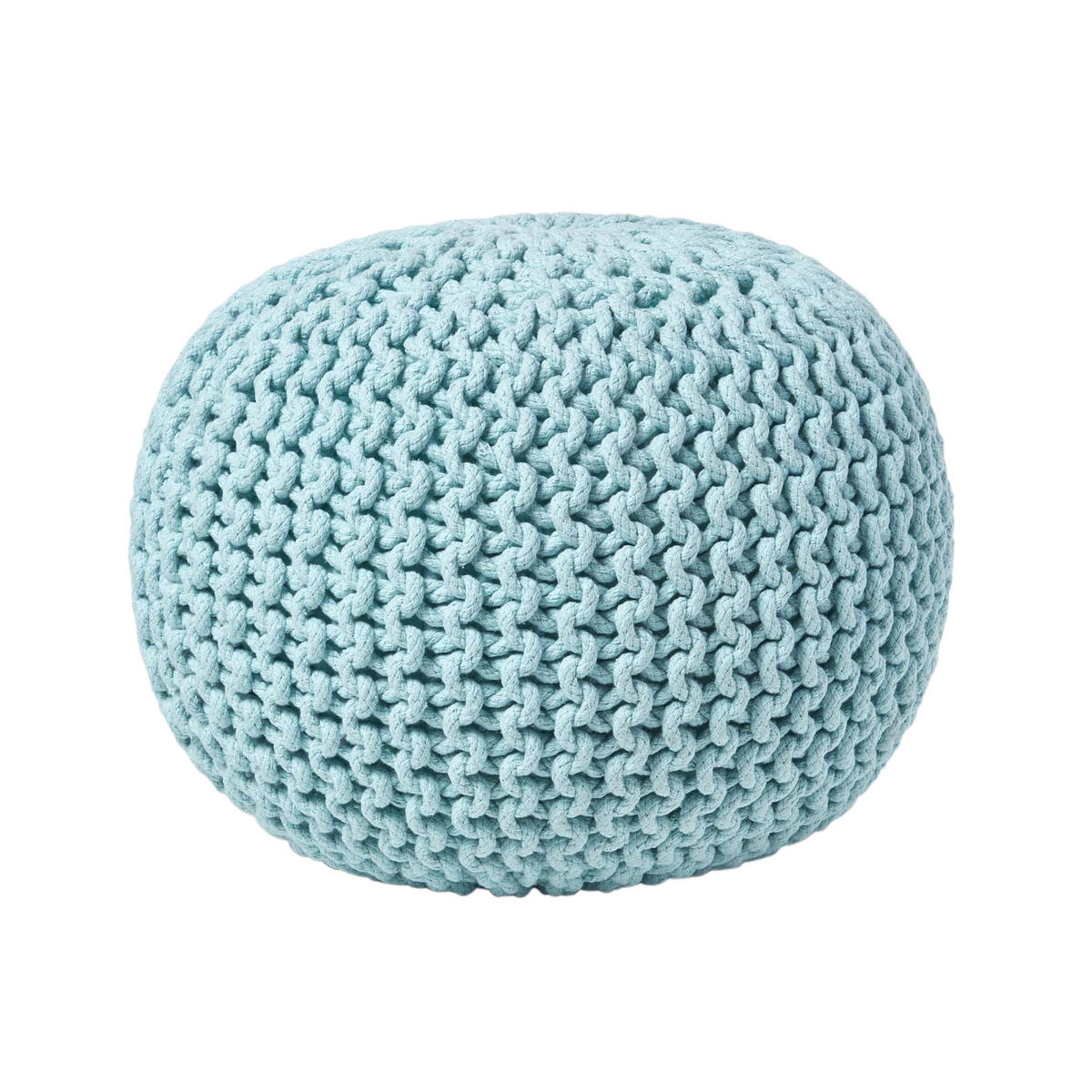 STRICK-POUF pastellblau, 40/40/35 cm - Hellblau, Textil (40/35/40cm) - Homescapes