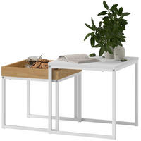 COUCHTISCH 45/40 cm weiß aus Stahl und MDF mit Tablett - Weiß, Metall (45/45/45cm) - OKMYHOME
